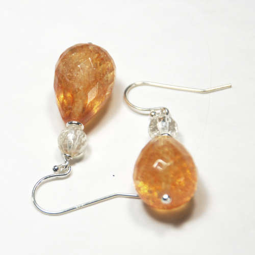 Atenea handmade Citrine earrings on sterling silver - 19x13mm teardrop