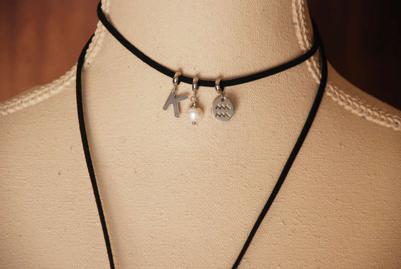 Faux Suede wrap choker necklace with stainless steel bar ends - different lengths available
