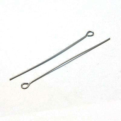 Stainless steel Eyepins, Size: about 0.6mm thick, 5.0cm long, 50pcs/bag