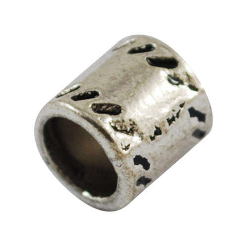 Alloy Large Hole Beads, Tube, Antique Silver, 7x7mm, hole 5mm, bulk price available