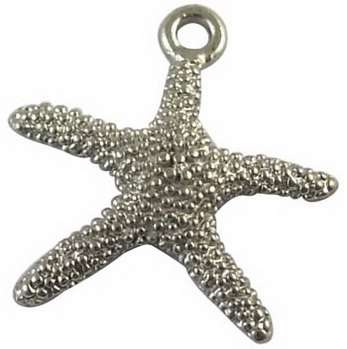 Alloy Charm, Starfish, Platinum colour, 19mm wide