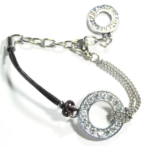 Swarovski donut & coffee colour leather bracelet