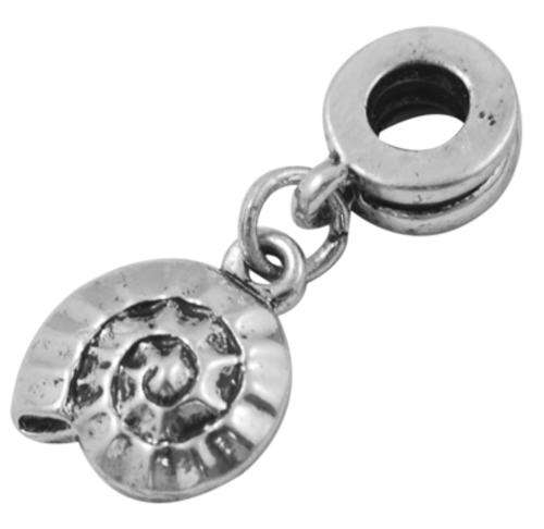 Alloy European Dangle Beads, Stopper, Shell, Antique Silver Color, fit European