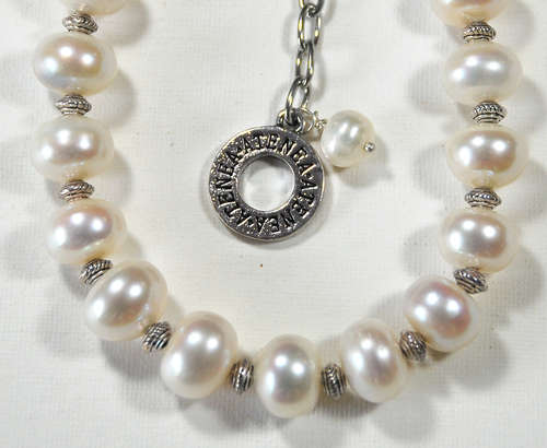 Natural freshwater button pearl bracelet - pearl diameter 12-13mm