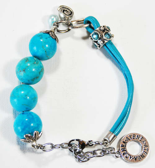 Natural Chalk Turquoise & leather bracelet