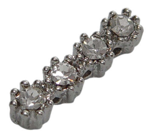 Rhinestone spacer bar,  3 strand, 4mm wide, 17mm long, 4mm thick