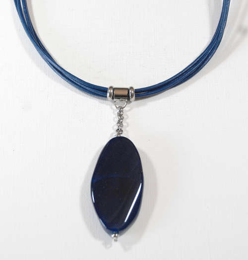 Atenea handmade Blue Agate & leather choker necklace