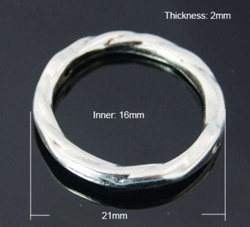 10 * Alloy bead frame, Donut, antique silver, 2 holes, 21mm