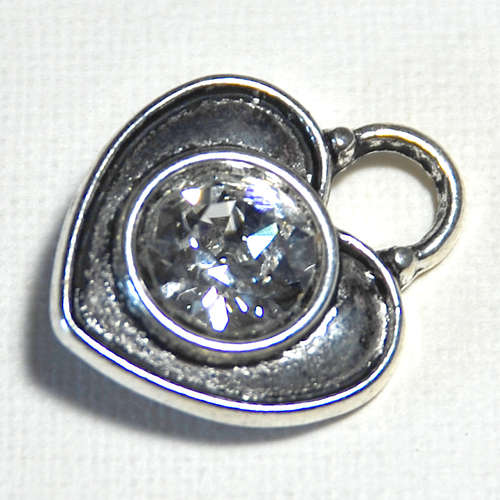 Alloy heart pendant with brilliant clear SWAROVSKI crystal