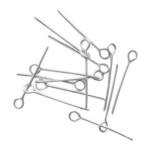 Brass Eyepins, Nickel Color, Nickel Free, Size: about 0.7mm thick, 5.0cm long, 10pcs/bag