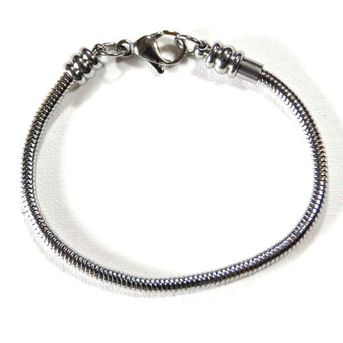 Stainless steel snake chain European bracelet, 19cm length, 3mm thick