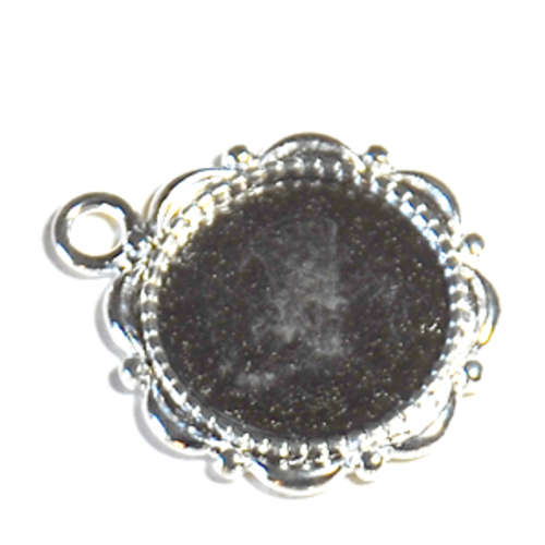 Alloy Pendant Cabochon Settings,Flat Round, Silver, 23x18x2mm