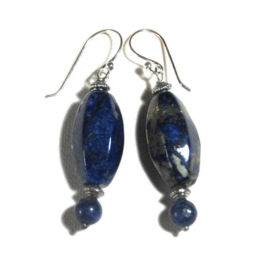 Atenea handmade Natural Lapis Lazuli earrings with 925 Sterling silver earwire