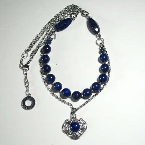 Atenea handmade Lapis Lazuli necklace with pendant on stainless steel chain