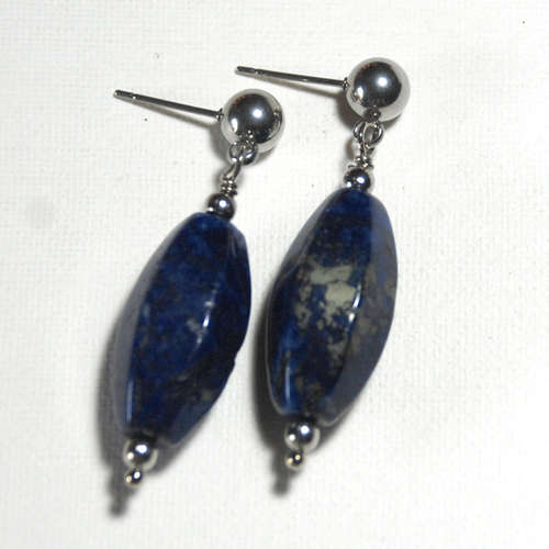 Atenea handmade Natural Lapis Lazuli earrings with stainless steel studs