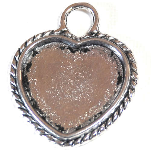 Alloy Pendant Blank, Heart, 24x28mm