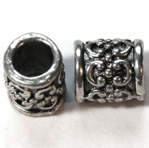 Alloy European Beads, Tube, antique silver, 12x11mm, hole approx 7mm