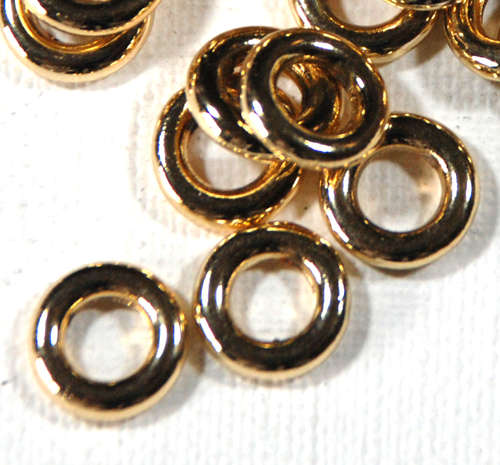 10 * Alloy Spacer bead, Donut, gold plated, 9x2mm, hole 4.5mm