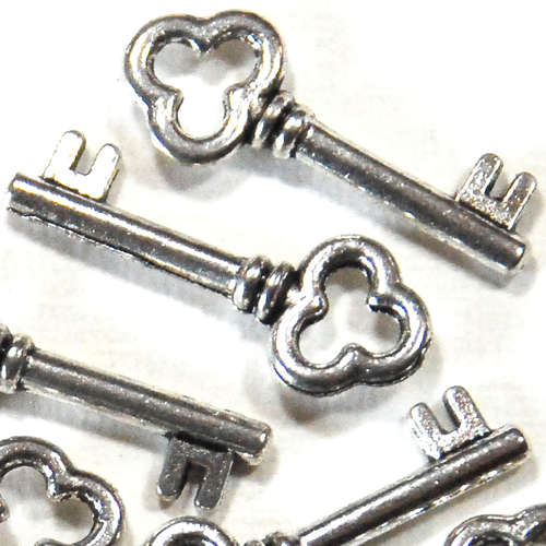 Alloy Key Pendants, 8.50x21.50x3mm, antique silver