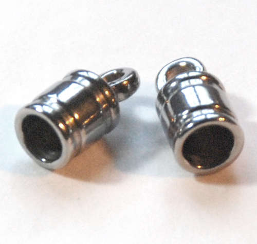 Stainless Steel Cord Ends, 10x5mm, Hole: 2mm, inner diameter 4mm
