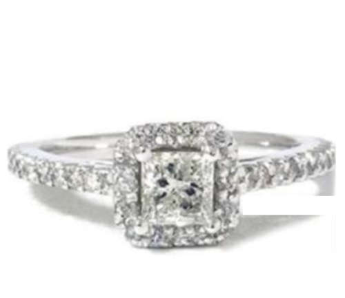 Princess Halo 1.30 carat Swarovski Elements Ring. Size 9/S/19mm diam.