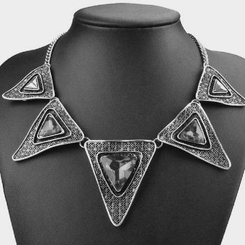 Tibetan Silver Triangle Pendant Necklace