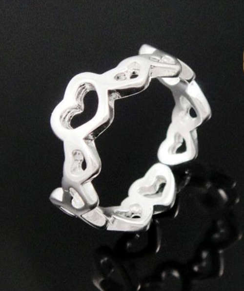 STERLING SILVER-FILLED HEART RING (ADJUSTABLE)