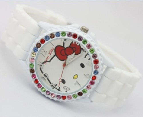 Trendy Watch - Hello Kitty Fashion Jelly Watch Plenty of Sparkling Multicolour Crystals