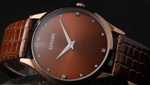 SINOBI Leather Strap Watch