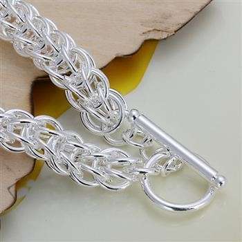 New 925 Sterling silver filled chunky interlinked style bracelet