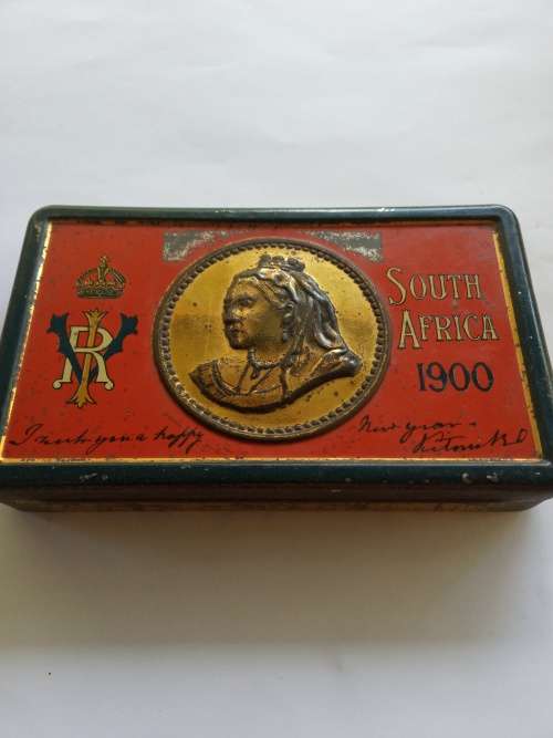 BOER WAR 1899-1900 QUEEN VICTORIA CHOCOLATE TIN COMPLETE WITH CONTENTS