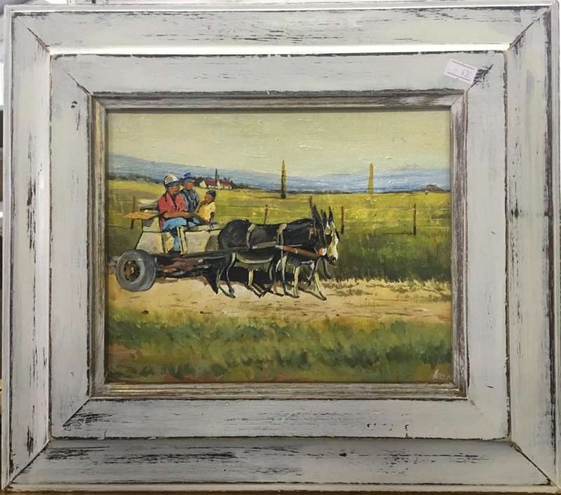 Leon - Donkeys - Oil on canvas framed