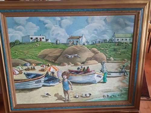 LARGE original At Botha Oil on Board Framed