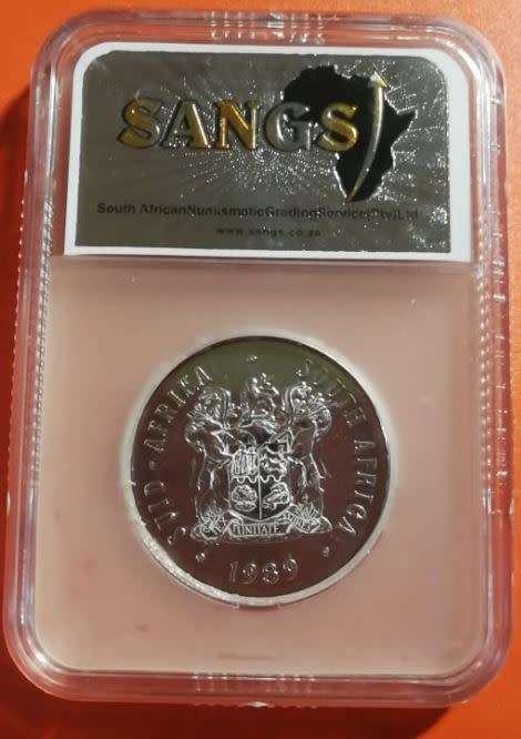 *** 1989 - SA SILVER R1 - UNCIRCULATED - SANGS GRADED MS64 - AS PER IMAGES ***