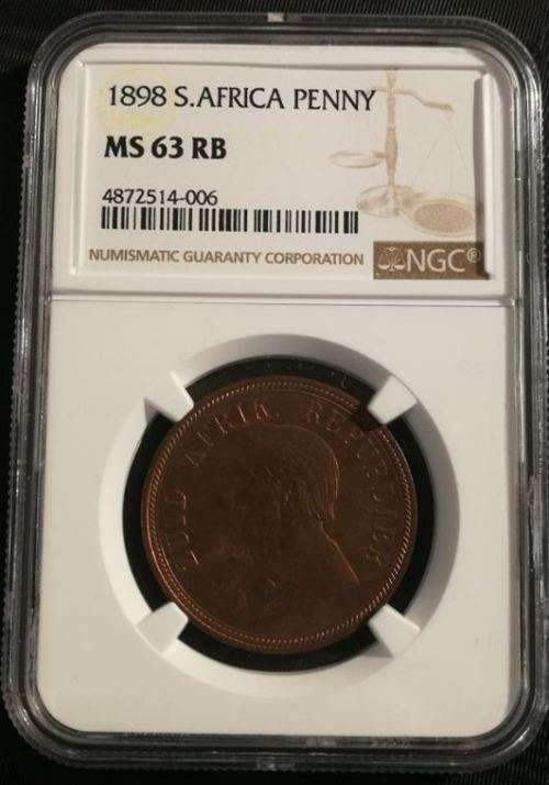 *** 1898 - ZAR 1 PENNY - NGC GRADED MS 63 RB  ***