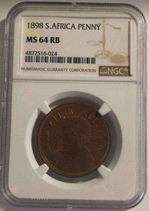 ***1898 - ZAR PENNY - NGC GRADED MS 64 RB ***
