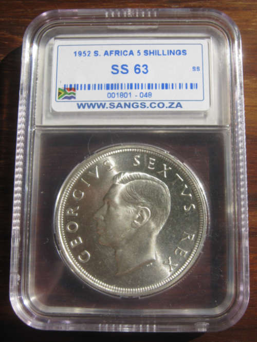 *** 1952 - UNION OF SA 5 SHILLING - SANGS GRADED SS63 - EXCELLENT DETAILS ***