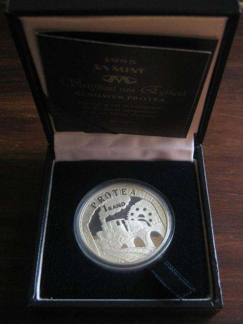 *** 1995 - PROOF R1 SILVER PROTEA SERIES - TRAIN - IN SA MINT BOX AS ISSUED ***
