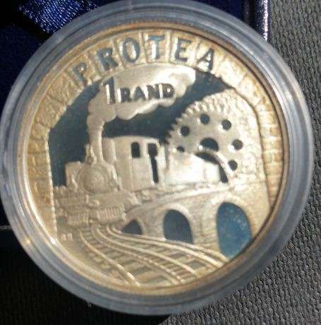 *** 1995 - PROOF R1 SILVER PROTEA SERIES - TRAIN - IN SA MINT BOX AS ISSUED ***