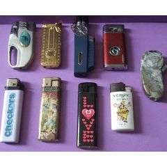 9 LIGHTERS - OLD ONES FANCY ONES AND CHEAP ONES JOB LOT
