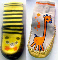 Leather Sole socks.....very cute--Size Medium --2 pairs