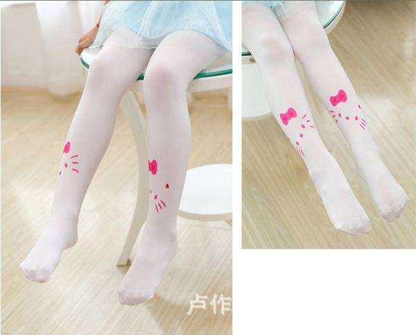 Hello Kitty stockings 5-6 years--White with green Hello Kitty--LATE ENTRY