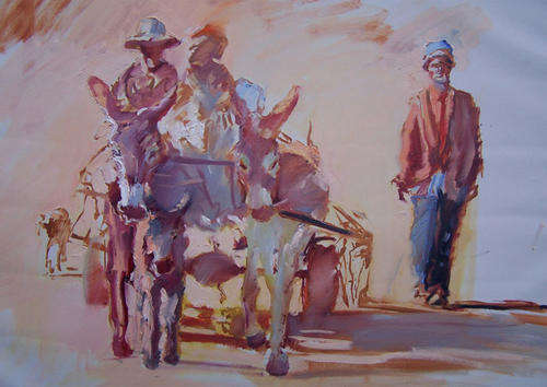 Donkey cart-Limited Edition Print on CANVAS ---Eric Eatwell ---FREE SPEED POST
