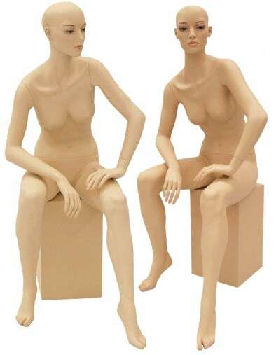 FULL BODY FEMALE MANNEQUIN SITTING-(FIBREGLASS)