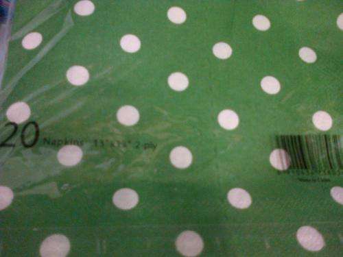 Serviettes- Green polka dot