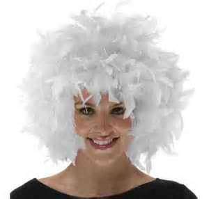Costume Feather  Wig - White