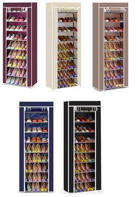 9 tier canvas shoe cupboard (brown)