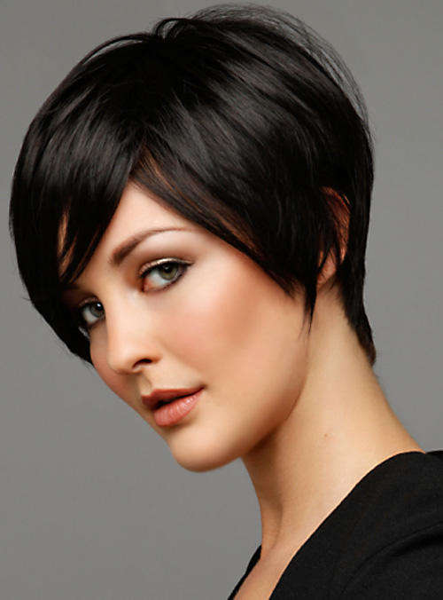 Ladies Wig - Short Stylish Bob With Fringe (Black)