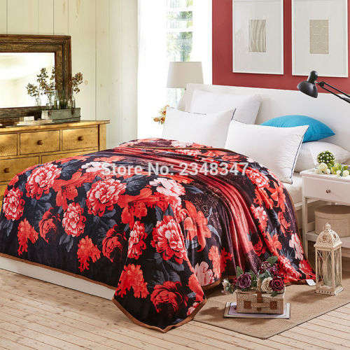 Luxurious Blanket (Black and Red Floral)