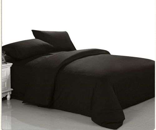 6 piece duvet cover set (Plain black)(queen)